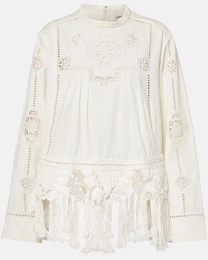 Isabel Marant Severine Macrame Cotton Top - White