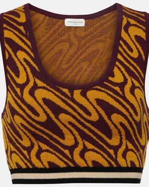 Dries Van Noten Jacquard Crop Top - Brown