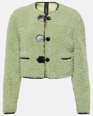 Blancha Leather-Trimmed Shearling Jacket - Green
