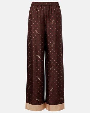 Valentino Printed Silk Twill Palazzo Pants - Brown