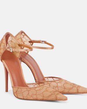 AMINA MUADDI Barbara 105 Satin-Trimmed Lace Court Shoes - Brown