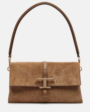 Tod's Schultertasche T Timeless Small Aus Veloursleder - Braun