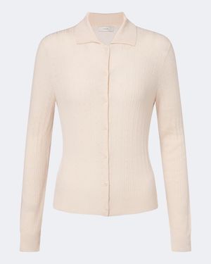 Vince Cardigan Calado De Lana - Blanco