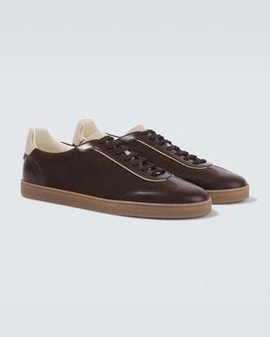 Brunello Cucinelli Leather-Trimmed Suede Trainers - Brown