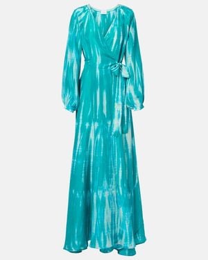 Anna Kosturova Tie-Dye Silk Wrap Dress - Blue