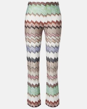 Missoni Zigzag Lame Cropped Straight Pants - Gray