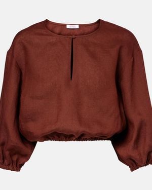 Eres Gracieux Linen Crop Top - Red