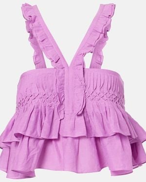 Isabel Marant Daliana Cotton-Blend Top - Purple