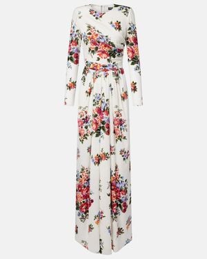 Dolce & Gabbana Floral Silk-Blend Charmeuse Gown - White