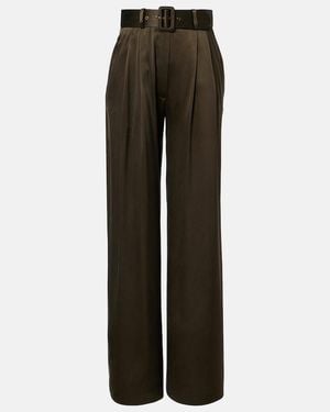 Zimmermann Belted Silk Wide-Leg Trousers - Brown
