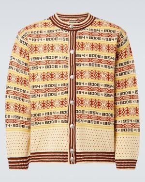 Bode Cardigan Marzipan Aus Woll-Jacquard - Mettallic