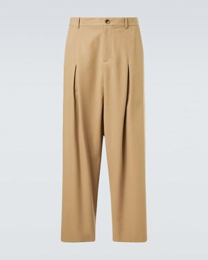 Loewe Cotton Twill Wide-Leg Trousers - Natural