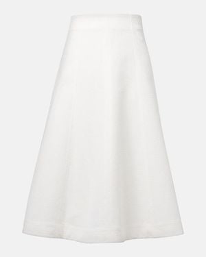 Veronica Beard Falda Midi Fellini En Jacquard Floral - Blanco