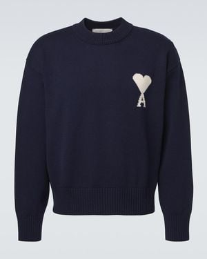 Ami Paris Pullover Ami De Cour Aus Wolle Und Baumwolle - Blau