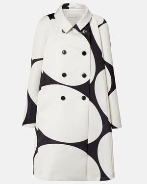 Dries Van Noten Polka-Dot Double-Breasted Satin Coat - Natural