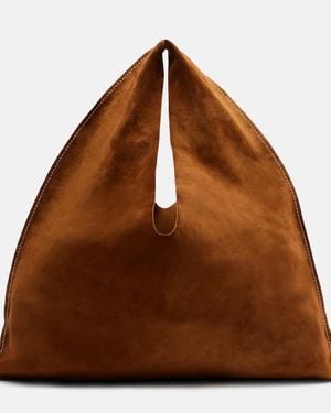 The Row Bindle Small Suede Tote Bag - Brown