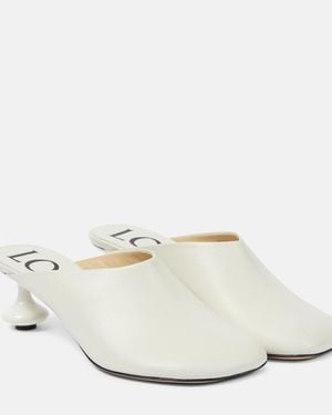 Loewe Toy Sculpted-Heel Leather Heeled Mules - White