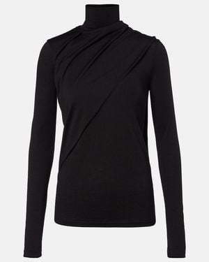 Rohe Scarf-Detail Wool Jersey Top - Black
