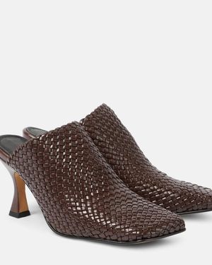 Souliers Martinez Jacinta Woven Leather Mules - Brown