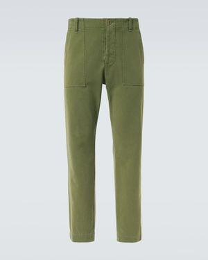 The Row Valerio Cotton Straight Trousers - Green