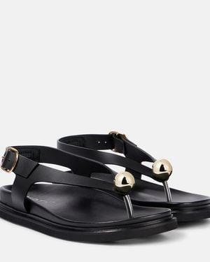 Souliers Martinez Spiaggia Embellished Leather Sandals - Black