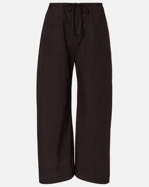 Leset Kyoto Cotton Wide-Leg Pants - Black