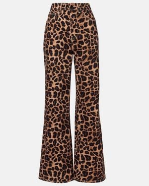 Veronica Beard Leopard-Print High-Rise Wide-Leg Trousers - Brown