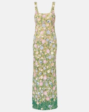 La Fuori Embellished Floral Gown - Metallic