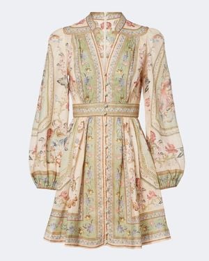 Zimmermann Roselight Floral Linen Minidress - Natural