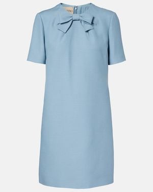 Valentino Crepe Couture Bow-Detail Minidress - Blue