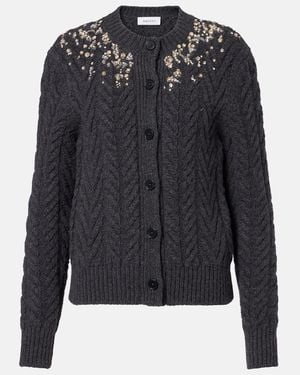 McQueen Verzierter Cardigan Aus Wolle Und Kaschmir - Schwarz