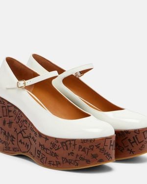 Chloé Maxime Leather Mary Jane Wedge Court Shoes - Brown