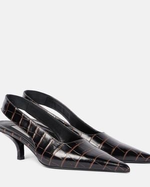 TOTEME Croc-Effect Leather Slingback Court Shoes - Black