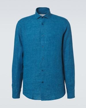 Frescobol Carioca Antonio Linen Shirt - Blue