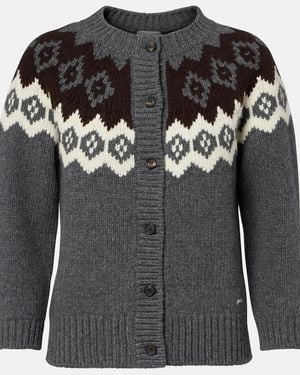 Prada Intarsia Wool And Cashmere Cardigan - Grey