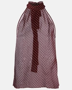 Nili Lotan Alla Polka-Dot Halterneck Silk Top - Purple