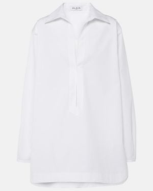 Alaïa Chic Poplin Mini Shirt Dress For - White