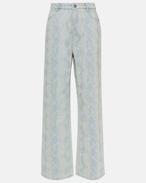 Dion Lee Jeans Anchos Con Grabado De Serpiente - Azul