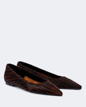 Aeyde Cassy Zebra-Print Calf Hair Ballet Flats - Brown