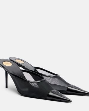 Saint Laurent Mules Renee Aus Mesh Und Leder - Schwarz