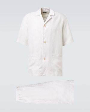 ZEGNA Striped Linen Pyjamas - White