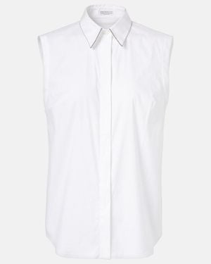 Brunello Cucinelli Cotton-Blend Shirt - White
