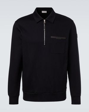 Moncler Pull En Coton Melange - Bleu