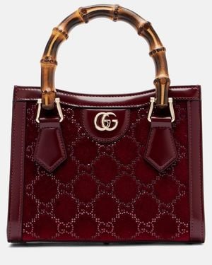 Gucci Bolso Diana Gg Crystal De Terciopelo - Rojo