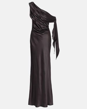 The Sei Vestido De Fiesta De Saten De Seda - Negro