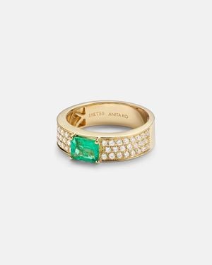 Anita Ko Anillo De Oro De 18 Ct Con Esmeralda Y Diamantes - Blanco