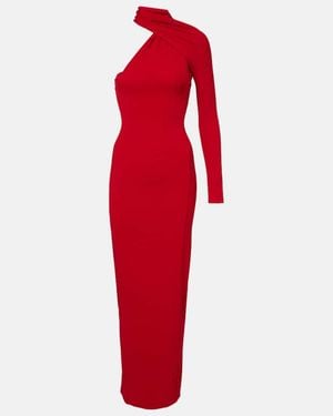 Courreges One-Shoulder Crepe Maxi Dress - Red