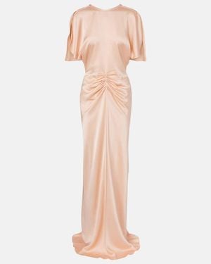 Victoria Beckham Isabella Gathered Satin Gown - Pink