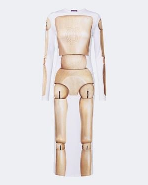 Jean Paul Gaultier Trompe L'Oil Jersey Midi Dress - Natural