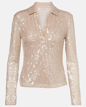 Veronica Beard Meryl Sequined Blouse - Natural